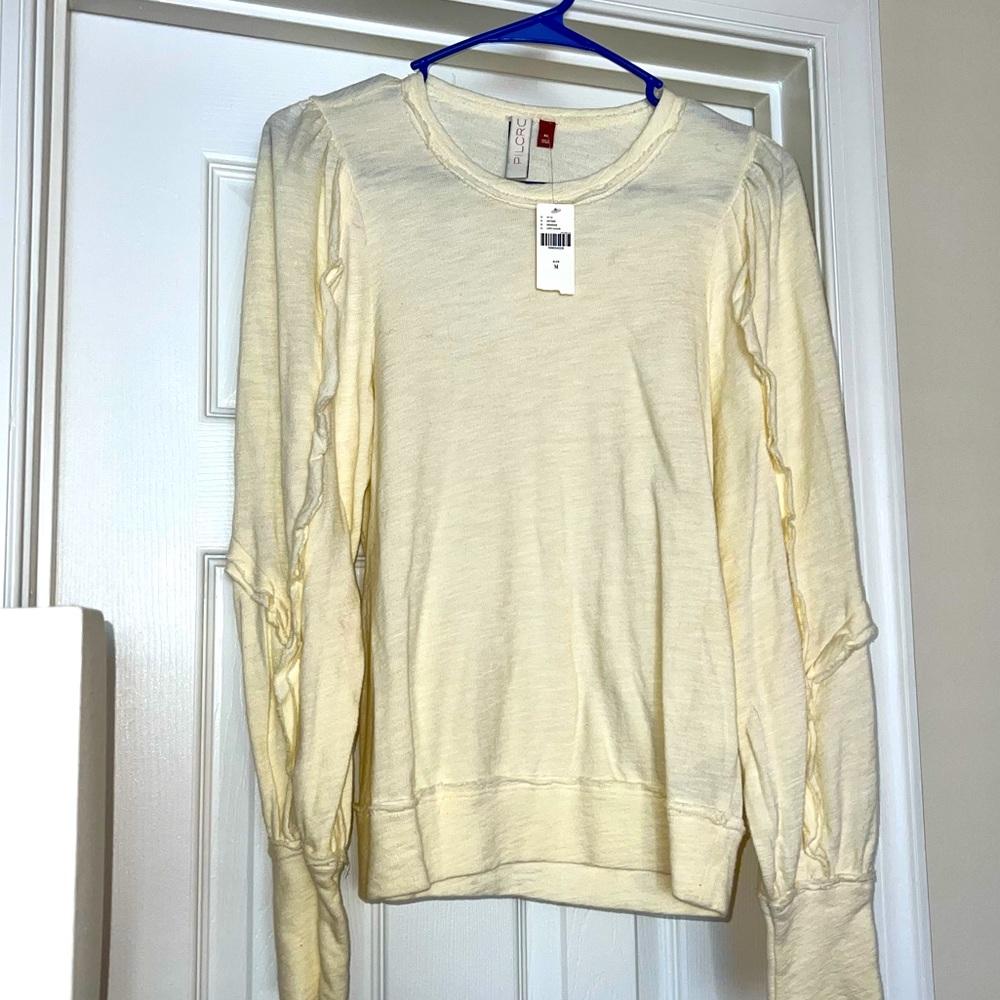 NWT Pilcro cream sweater with ruffle sleeve